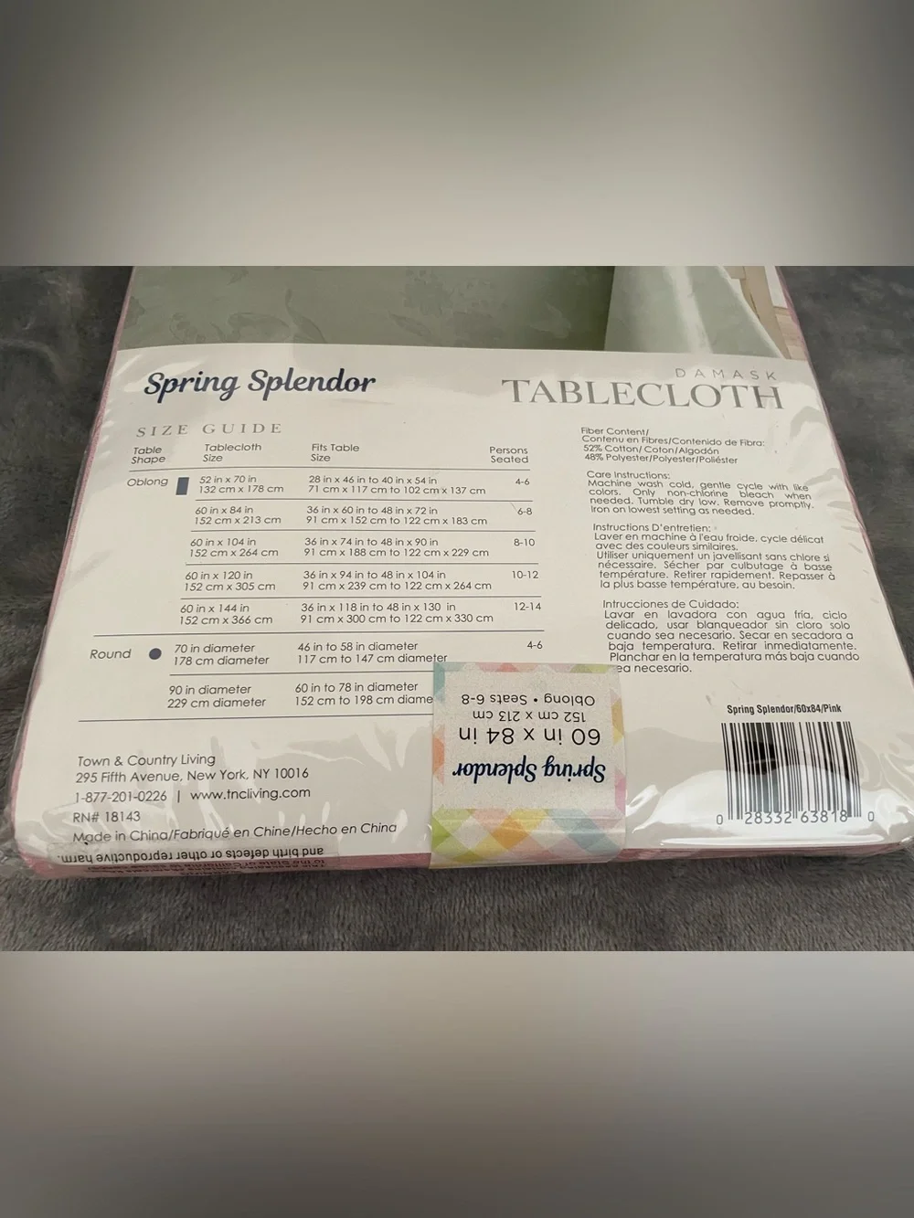NEW Pink Floral 60x84 Oblong Bed Bath & Beyond Tablecloth Tulip Spring Splendor